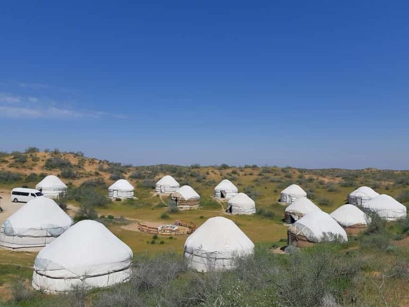 Desert Adventure from Samarkand: Yurt Camp & Aydarkul Escape - Dinner, firelight, and the Kazakh akyn